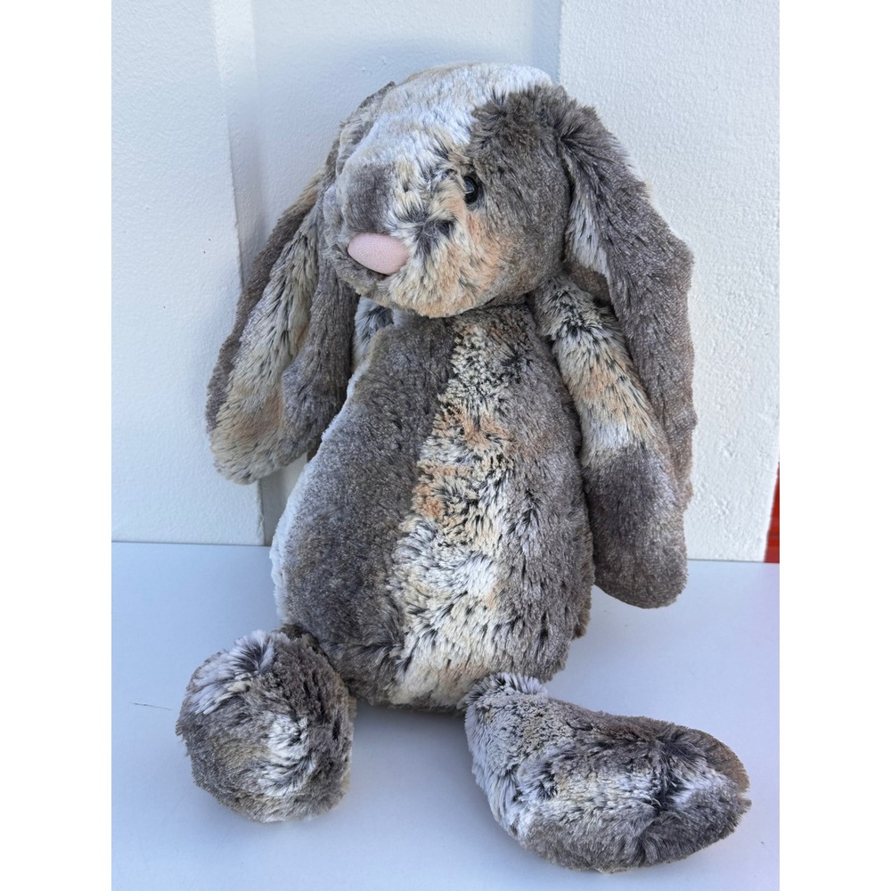 Jellycat London Cottontail Bashful Bunny Plush Mottled Brown Grey Medium 12in